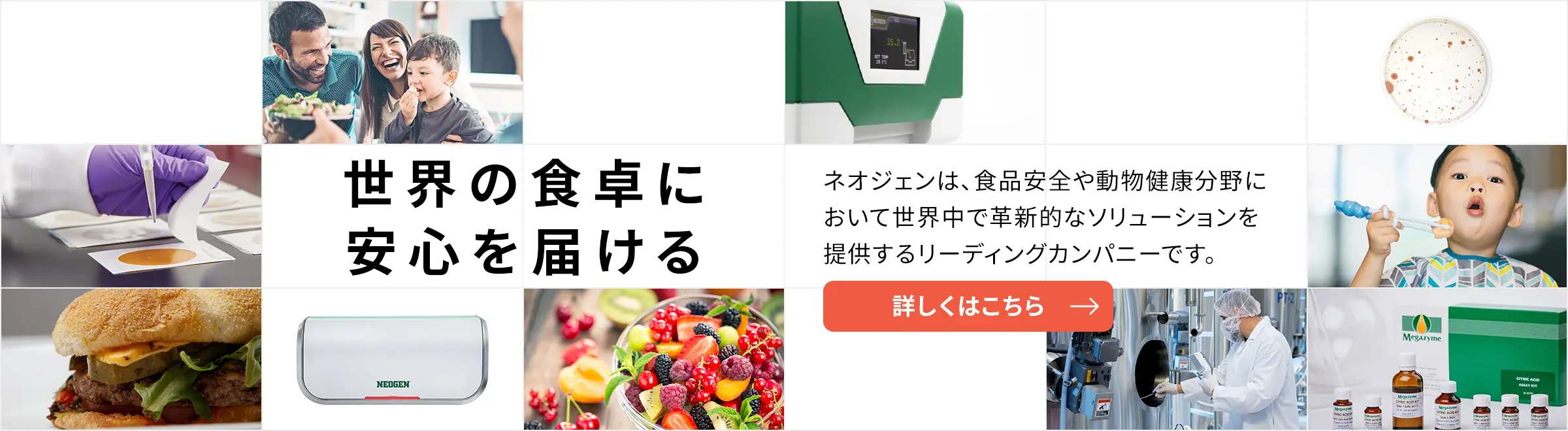 【世界の食卓に安心を届ける】ネオジェンは、食品安全や動物健康分野において世界中で革新的なソリューションを提供するリーディングカンパニーです。